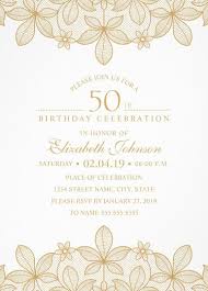 Birthday Party Invitation Card Design Online Golden Lace 50th Birthday Invitations Elegant Luxury Cards 50th Wedding Anniversary Invitations Wedding Anniversary Invitations 80th Birthday Invitations
