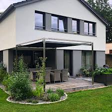 Arched pergola room kits (ym11635 and ym11640) the sun shade increases the length of time you can relax and enjoy your outdoor oasis. Aufrollbare Sonnensegel Pergola Shade Cube Online Bestellen Pina