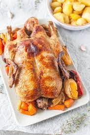 First, the duck is pierced and simmered in a stockpot to remove excess fat from the meat. Roast Duck With Autumn Vegetables Vibrant Plate