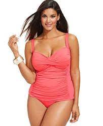 90 Top La Blanca Plus Size Twist Front Ruched Tankini Top High Waist Brief Bottom In Poppy Blue Black Plus Size Swimwear Plus Size Tankini Tankini
