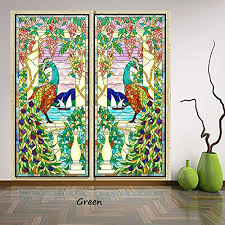 This video shows how i installed some stained glass film from home depot. Beyong Life No Glue Peacock Stained Window Film Door Film Glass Stickers Custom Blue Xl 18 24sq Ft Green Buy Online In Aruba At Aruba Desertcart Com Productid 41572825