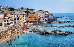Free download high quality and widescreen resolutions desktop background images. Picture Spain Calella Catalonia Beaches Stone Coast Houses Cities