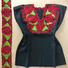 Black mexican dress sash off shoulder ruffle red floral embroidery peasant vtg. Black Mexican Dress With Red Roses