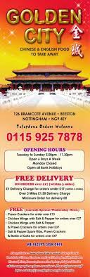 Menu For Golden City Chinese Takeaway In Chilwell Near Beeston Chinese Takeaway English Food Chinese Takeaway Menu