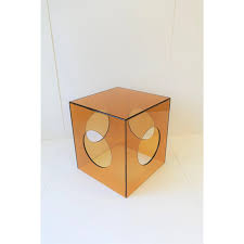 Orange Acrylic Square Cube Side Or End Table End Tables Cube Lamps Modern Vintage Furniture