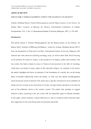 Women empowerment in the 21st century. Pdf Article Review Does Family Mismanagement Affect The Stability Of Society Syarifah Aina Academia Edu