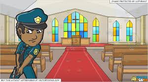 A Police Officer In An Operation To Look For The Suspect And Inside A Chapel With An Altar Background Chapel Stained Glass Designs Aurora Sleeping Beauty
