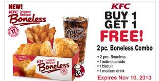 Kfc Hot Buy 1 Get 1 Free 2 Pc Combo Meal Coupon Free Side Biscuit Drink And 2 Chicken Pieces Kfc Coupons Kfc Original Recipe Free Printable Coupons