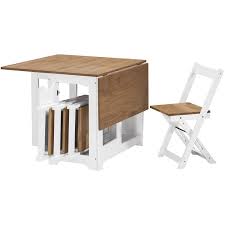 Available in white or black molded plastic, this table folds along the center for compact storage. Table And 4 Chairs Wooden White Folding Dining Set Extending Space Saving Small Ebay