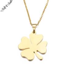 Pendentif Trefle 4 Feuilles Plaque Or Porte Bonheur Porte Bonheur Trefle A 4 Feuilles Bijou Porte Bonheur