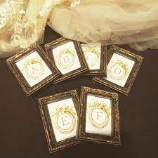 キャンドゥの100円ゴールドフォトフレームで作ったアイテムまとめ marry マリー ウェディング 受付 ウェルカムスペース 写真 結婚式のインスピレーション