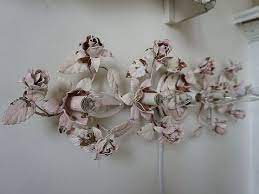 Vienna full spectrum modern wall light led chrome hardwired 24 wide light bar fixture crystal accents for bathroom vanity mirror. Bathroom Vanity Light Bar Fixture Rare Tole Rose Painted Pink Etsy Gold Accent Decor Vanity Light Bar Bathroom Vanity Lighting