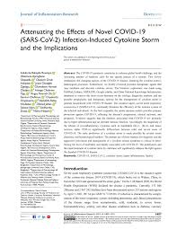 Suivez l'évolution de l'épidémie de coronavirus / covid19 dans le monde. Pdf Review Attenuating The Effects Of Novel Covid 19 Sars Cov 2 Infection Induced Cytokine Storm And The Implications