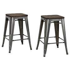 Metal kitchen stools 24 inch. Set Of 2 24 Fiora Backless Metal Counter Height Barstools With Wood Seat Room Joy Target