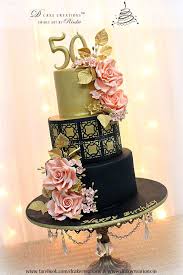 Tier 50th Birthday Cake Ideas For Mom Three Tier Black Gold Cake With Sugar Roses For 50th Birthday 50th Birthday Cake For Women Birthday Cake Roses Tiered Cakes Birthday