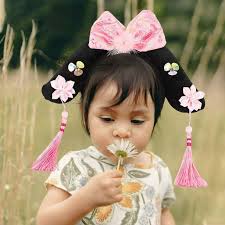 Ancient Girl Hair Band Headwrap Headwear Ancient Chinese Princess Hairband  para Carnival Festival Party Accesorios para el cabello , zo rosa Lazo rosa  Salvador sombreros de cosplay