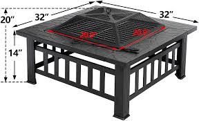 This unit also comes with a tempered glass windguard, and metal removable burner cover, that will turn it. 32 Inch Outdoor Square Metal Firepit Backyard Patio Garden Stove Wood Burning Bbq Fire Pit With Rain Cover Faux Stone Finish