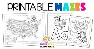 printable mazes superstar worksheets