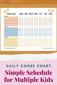 Chore chart for multiple children. Weekly Chore Chart For 3 Kids Printable Chore List Etsy Chore Chart Kids Family Chore Charts Chore Chart Teenagers