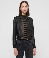 Allsaints Us Womens Pascao Leather Bomber Jacket Black Leather Jackets Women Leather Jacket Black Bomber Jacket