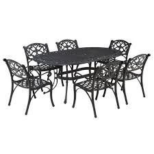 Homestyles Biscayne Black 7 Piece Patio Dining Set 5554 338 The Home Depot In 2020 Patio Dining Set Lawn Furniture Home Styles
