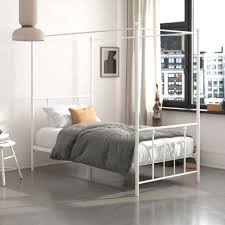 Make sure you have measured the distance between each rod bracket. Dhp Manila Metal Canopy Bed Twin Size Frame White Walmart Com Walmart Com