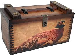 male pheasant shooter s box relic wood