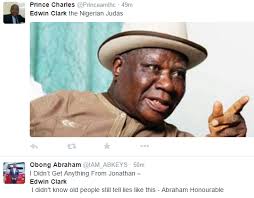 Nigerians react to E.K CLarke's recent statement about his relationship  with GEJ