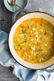If you use homemade chicken broth, pull the chicken out of the simmering broth after it's cooked through, remove the meat to use in this soup, and return the bones to continue. Easy Chicken Rice Soup Stove Top Melissa Mitri