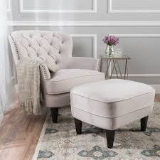 Noble House Torrin Modern Contemporary Tufted Fabric Accent Chair With Ottoman Natural Walmart Com In 2020 Living Room Chairs Living Room Furniture Chair And Ottoman Set