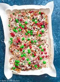 Salted pretzel chocolate chip cookie snickers bars. Christmas Candy Cookie Bark Belle Of The Kitchen