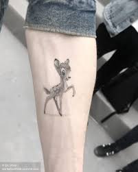 Healed Single Needle Bambi Tattoo On The Inner Forearm Bambi Tattoo Tattoos Nerdy Tattoos