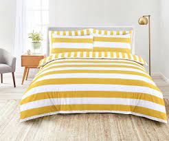 There's something utterly exquisite about the feeling of waking up in a crisp new set of sheets. Striped Duvet Cover Mustard With White Combination