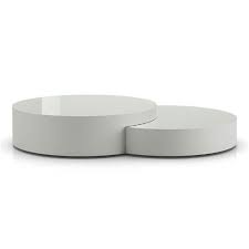 Another way to draw the eye to the modern coffee table? Modloft Berkeley Modern Ice White Glass Top Wood Round Nesting Coffee Table 61 W Over Kathy Kuo Home