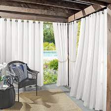 Sun Zero Outdoors White Solid Grommet Room Darkening Curtain 52 In W X 84 In L 48957 The Home Depot Indoor Outdoor Curtains Outdoor Curtain Panels Outdoor Curtains