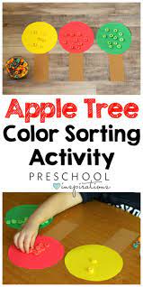 Fine motor skills are used through the preschooler's life all the time during the day. Color Sorting Preschool Apple Activity Preschool Inspirations