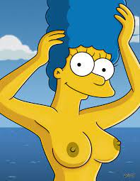 Xbooru - blue hair breasts dark nipples hair marge simpson milf nude ocean  outside sexy sexy breasts slim body smile the simpsons topless water yellow  skin | 848482