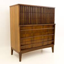Annie sloan, annie sloan chalk paint, annie sloan wax, before and after, cire a dorer, french linen, gold highlights, vintage dresser tagged with: Bassett Mid Century Bow Front Curved Walnut 5 Drawer Highboy Dresser Mcm By Modernhill From Modern Hill Of Countryside Il Attic