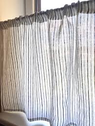 Tier curtains, sold in pairs, measure 52 inches wide (two 26 wide panels) in lengths of 24 and 36 inches. Striped Linen Kitchen Curtain Panel White Black Striped Cafe Etsy Linen Curtain Panels Curtains White Paneling