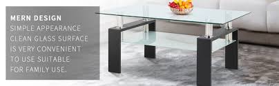 Protecting your glass dining table is essentially all about prevention. Amazon Com Linkromat Coffee Table Modern 2 Layer Rectangle Glass Tea Stand With Storage Shelf For Living Room Black Home Kitchen