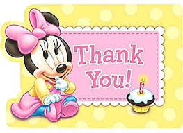 Send special thanks to family & friends with zazzle! Amazon Com Amscan Disney Baby Minnie Mouse 1st Birthday Postcard Thank You Cards Pink Kitchen Dining