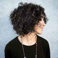 Black Curly Bob With Gray Highlights These Wouldn T Require Three Hours Every Six Weeks Lol Short Wavy Hair Curly Bob Hairstyles Curly Hair Styles Naturally