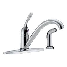 Accent your décor with our selection of kitchen faucets from the best brands, available in a variety of styles and finishes. Delta Classic Collection Single Handle Side Sprayer Kitchen Faucet In Polished Chrome The Home Depot Canada