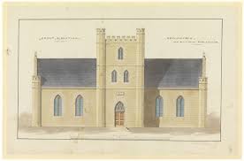 Henry Laing Plan Drawing No 139 New Church Front Elevation Now Building At Port Arthur Circa 1836 Building Drawing Architecture Drawing Plan Drawing