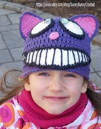 Cheshire Cat Hat, Crochet Hat Pattern, Animal Hat Pattern, Halloween Hat,  Cat Hat, Alice in Wonderland, Fall, Child, Baby, Winter, Beanie
