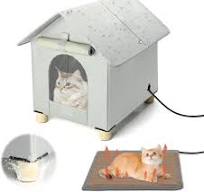 Insulated Outdoor Cat House Winter - Triple Layer Shelter With Escape Doors  & Elevated Base Scratching Post