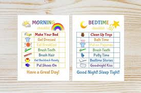 Kids Morning Bedtime Checklist Printable Chore Chart Kid Routine Chart Kid Printable Instant Download