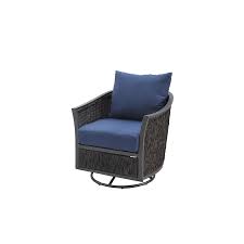 Allen Roth Ellisview Set Of 2 Bronze Woven Metal Swivel Glider Conversation Chair S With Blue Slat Seat Lowes Com Swivel Glider Chair Swivel Glider Glider Chair