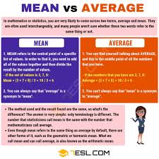 Mean Vs Average Interesting Difference Between Average Vs Mean 7esl Confusing Words English Writing Skills Writing Words