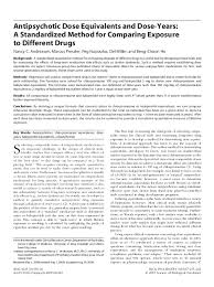 Pdf Antipsychotic Dose Equivalents And Dose Years A